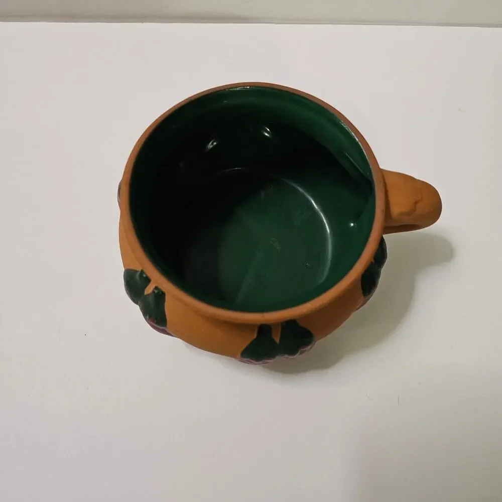 Glazed Art Pottery Salsa Bowl Tan/Green Stoneware 16 oz. Serving Dish